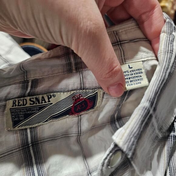 Vintage cyber grunge plaid grey white button up - Picture 5 of 5